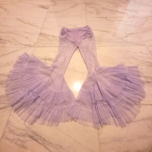 Lavender Ruffled Tulle Pants EXTRA WIDE BELL BOTTOMS